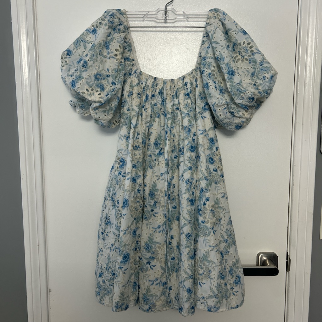 Zoco: Fresh Blooms Puff Sleeve Dress // Blue *Zoco Exclusive*